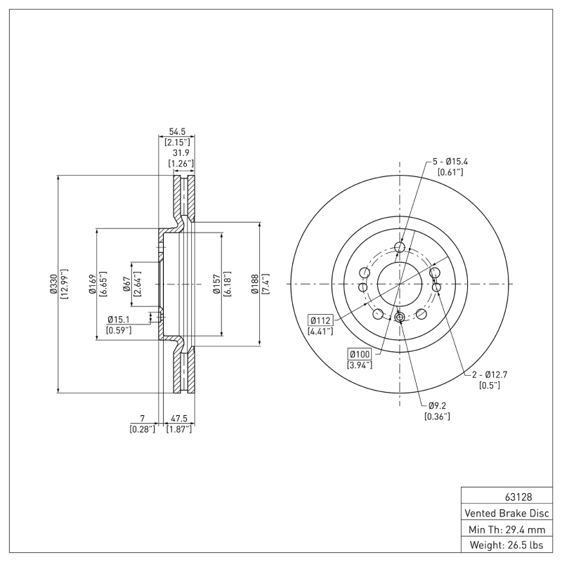 Mercedes-Benz ML450 Brake Rotor (1) - Front - R1 Concepts - Plain - `06-`12